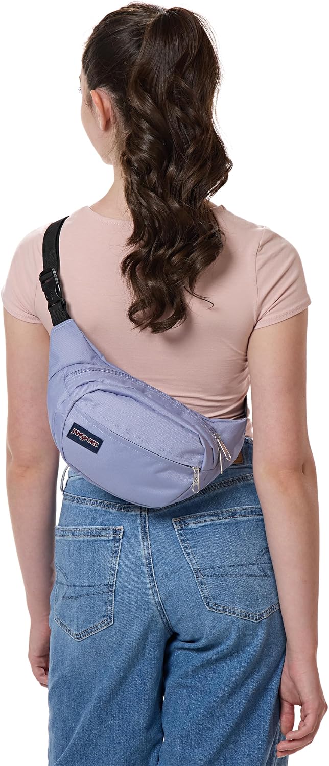 JanSport Fifth Avenue Fanny Pack Crossbody Bags for Women, Men - Stylish, Durable Waist Bag with Adjustable Belt, Main Zippered Pocket, Quick Stash Pocket - Travel Essentials - Black