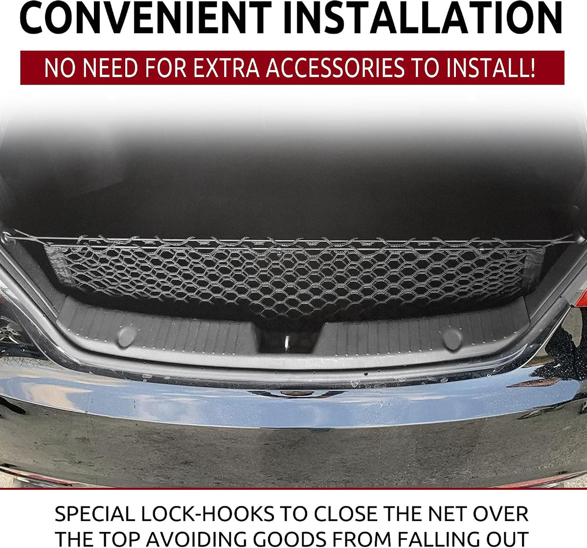 Envelope Style Trunk Mesh Cargo Net Compatible with Hyundai Sonata Limited SE GLS 2011-2024 - Car Accessories - Premium Trunk Organizers and Storage - Cargo Net for SUV - Vehicle Carrier Organizer