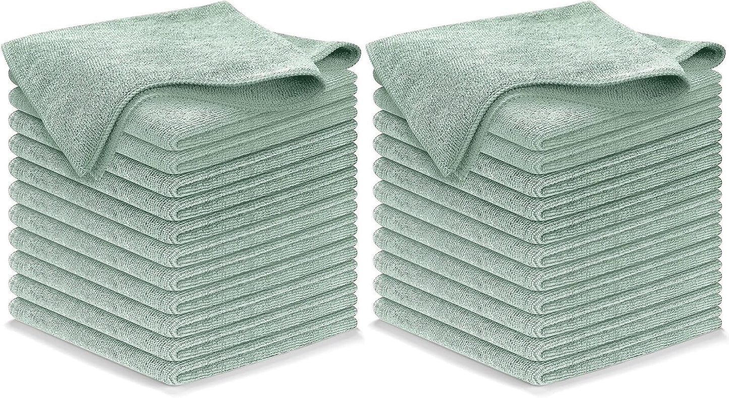 USANOOKS Microfiber Cleaning Cloth - Sea Green - 24Pcs (12.5x12.5 inch) High Performance - 1200 Washes, Ultra Absorbent Car Towel Traps Grime & Liquid for Streak-Free Mirror Shine - car Washing Cloth