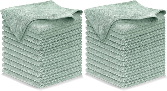 USANOOKS Microfiber Cleaning Cloth - Sea Green - 24Pcs (12.5x12.5 inch) High Performance - 1200 Washes, Ultra Absorbent Car Towel Traps Grime & Liquid for Streak-Free Mirror Shine - car Washing Cloth