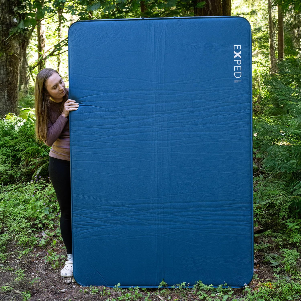 Exped DeepSleep Mat, Duo Long Wide Plus | Self Inflating Firm Car Sleeping Mat, 3” Foam Pad, Pump Included