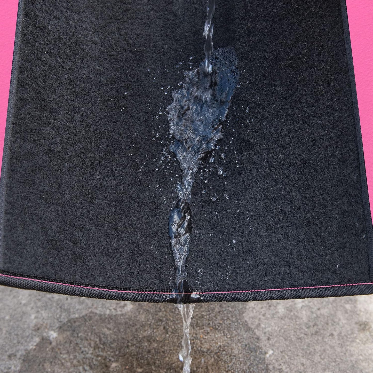 CAR PASS Rainbow Waterproof Universal Fit Faux Leather Car Carpet- Anti-Slip Nibbed Backing Floor Mats for SUV, Vans,Sedans,Trucks, Automotive Set of 4 for Women&Cute Girly (Black with Pink)