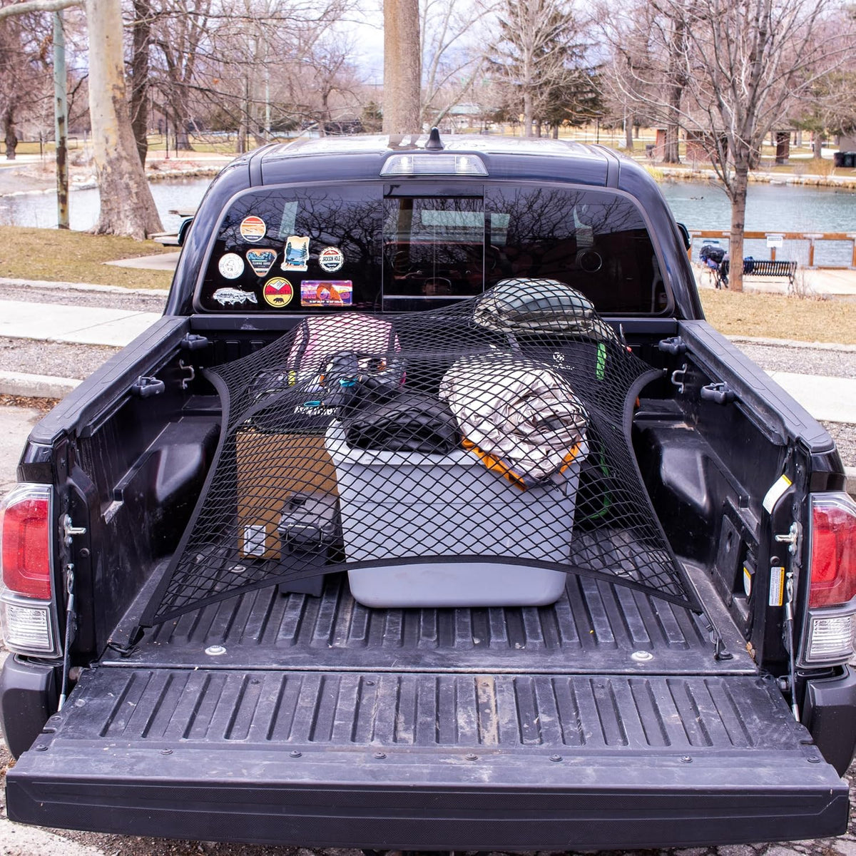 Highly Elastic Cargo Net, Simple Truck Bed Cargo Mesh Organizer, Suitable for 5ft - 6ft Standard Bed Trucks, 4'x4' Stretches to 7'x7' (Double Layer)