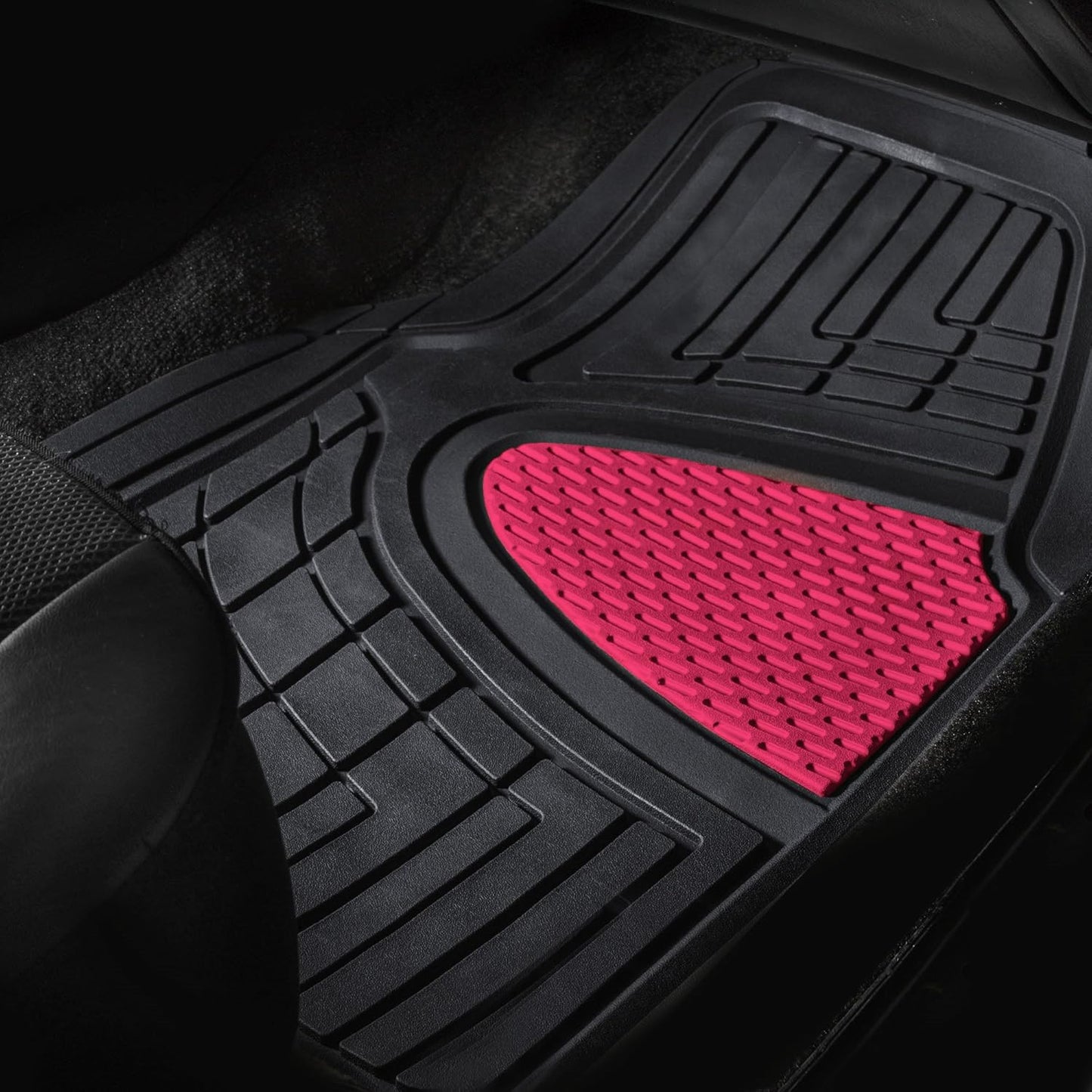 FH Group Automotive Floor Mats - Heavy-Duty Rubber Floor Mats for Cars, Universal Fit Full Set, Climaproof Floor Mats, Trimmable Floor Mats for Most Sedan, SUV, Truck Floor Mats Pink