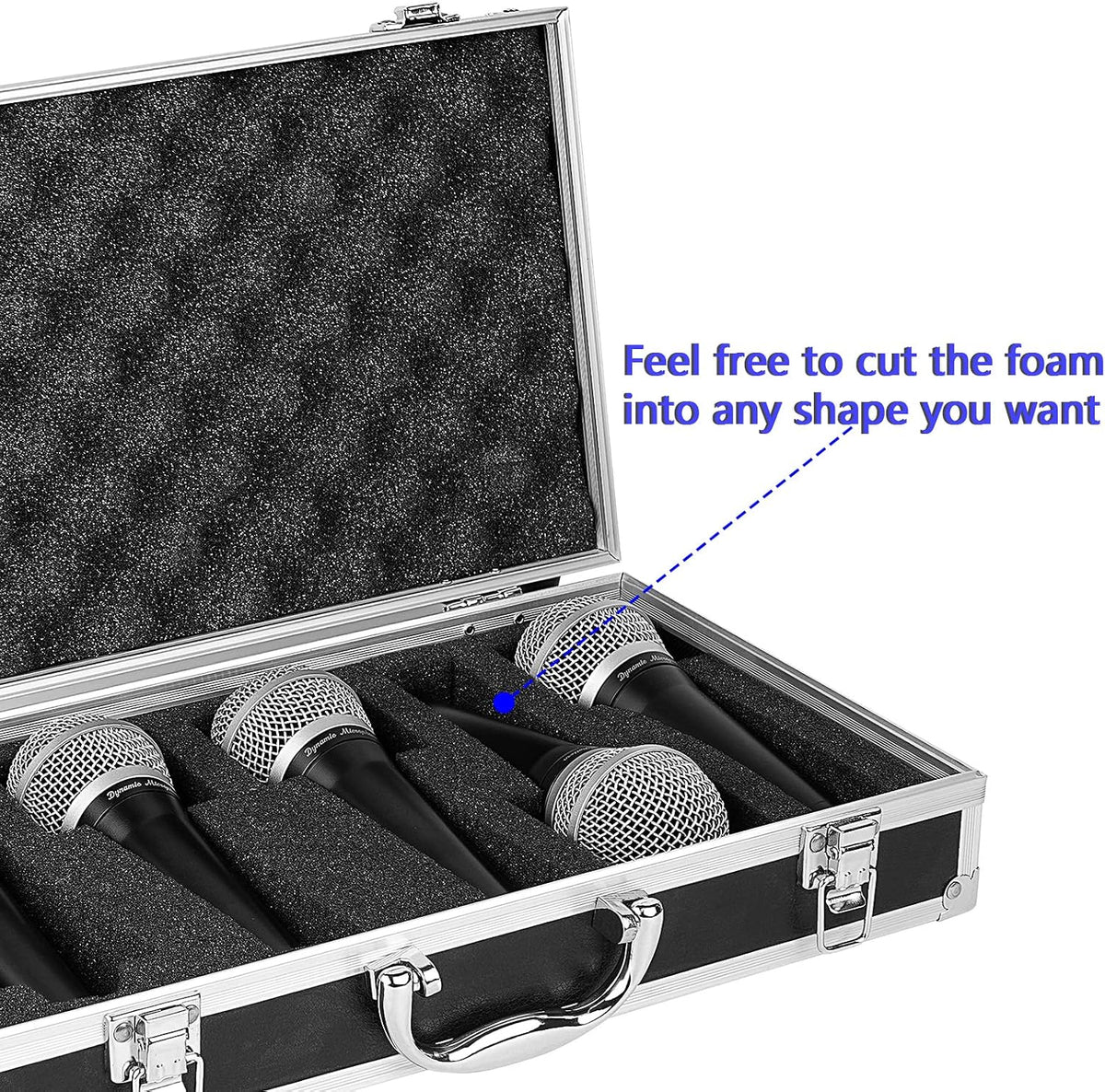 Musiin Pro Medium Size Audio Device Microphone Carrying Case, Customizable case with Pre-Diced Foam, Aluminum Alloy Sturdy Build, Ideal Compatible with Audio Device Wireless Mic System Storage cover