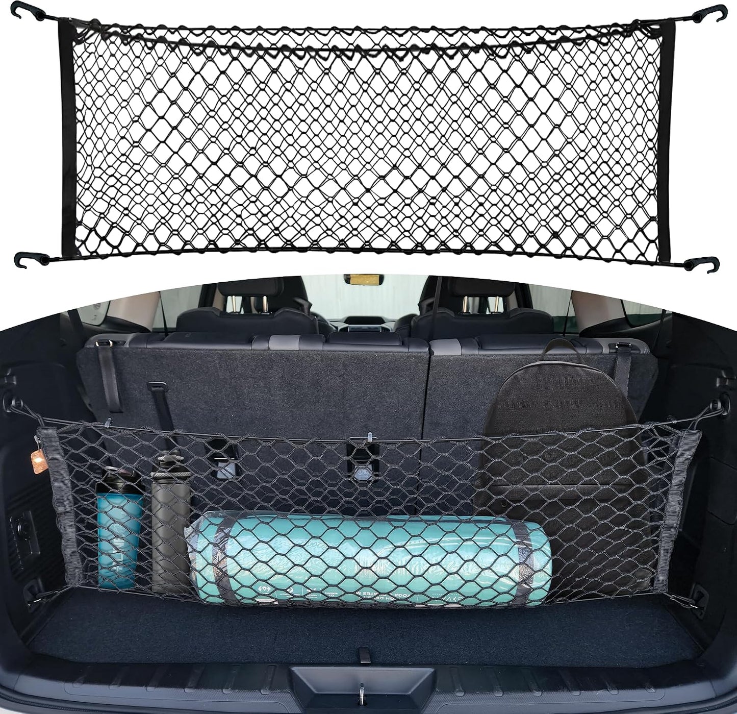 Envelope + Floor Style Elastic Trunk Mesh Cargo Net for Subaru Ascent 2019-2025 - Premium Trunk Organizers and Storage - Luggage Net for SUV - Best Car Organizer for Subaru Ascent