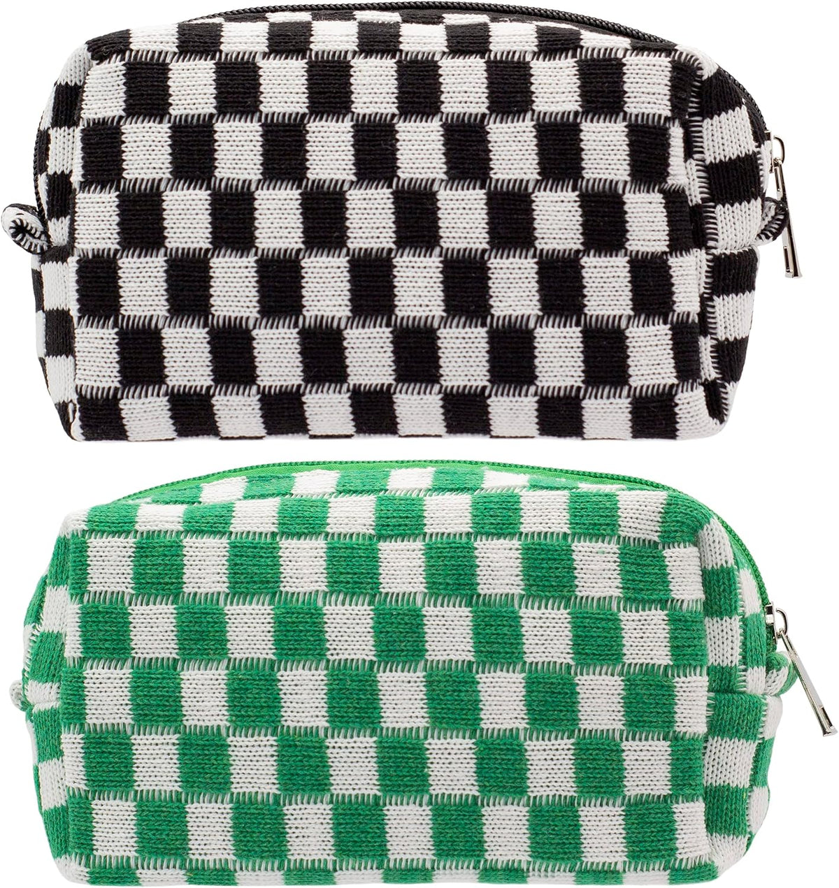 Checkered Makeup Bag for Purse, Small Travel Cosmetic Pouch,Pink,6 Pack