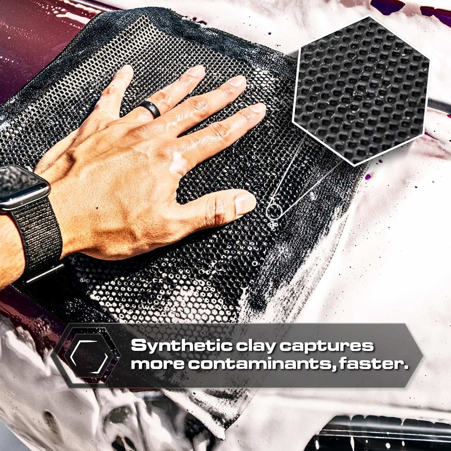 Blackline Clay Towel - Auto Detailing Synthetic Clay Towel - Decontaminate Paint and Glass for Smooth Washing - Great and Effective for Car, Truck, SUV - 12" x 12"