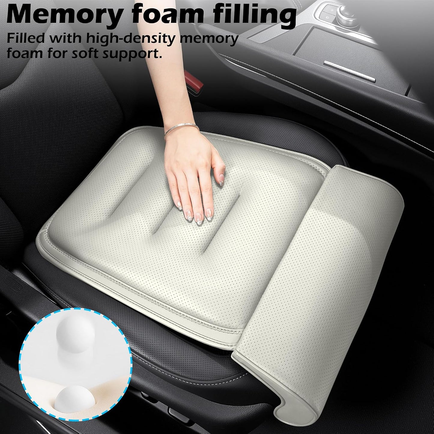 Car Seat Leg Extender Relieve Fatigue Car Seat Cushion with Leg Support for Long Driving, Memory Foam Legs Rest for Office Chairs Leg Support Cushion for Driver,Off White