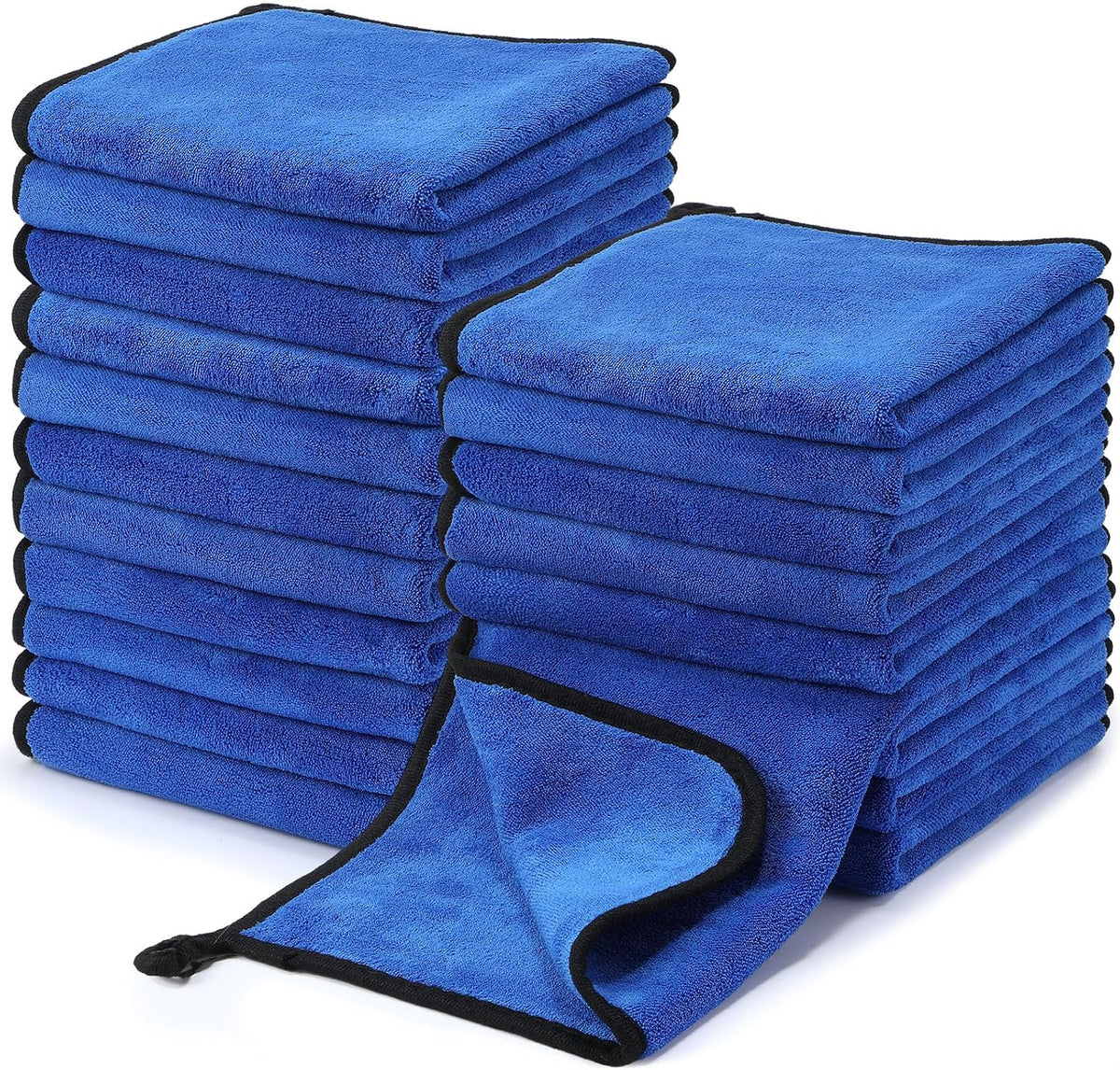 20 Pcs Microfiber Car Drying Towels 800 Gsm Thick Plush, Grey and Blue