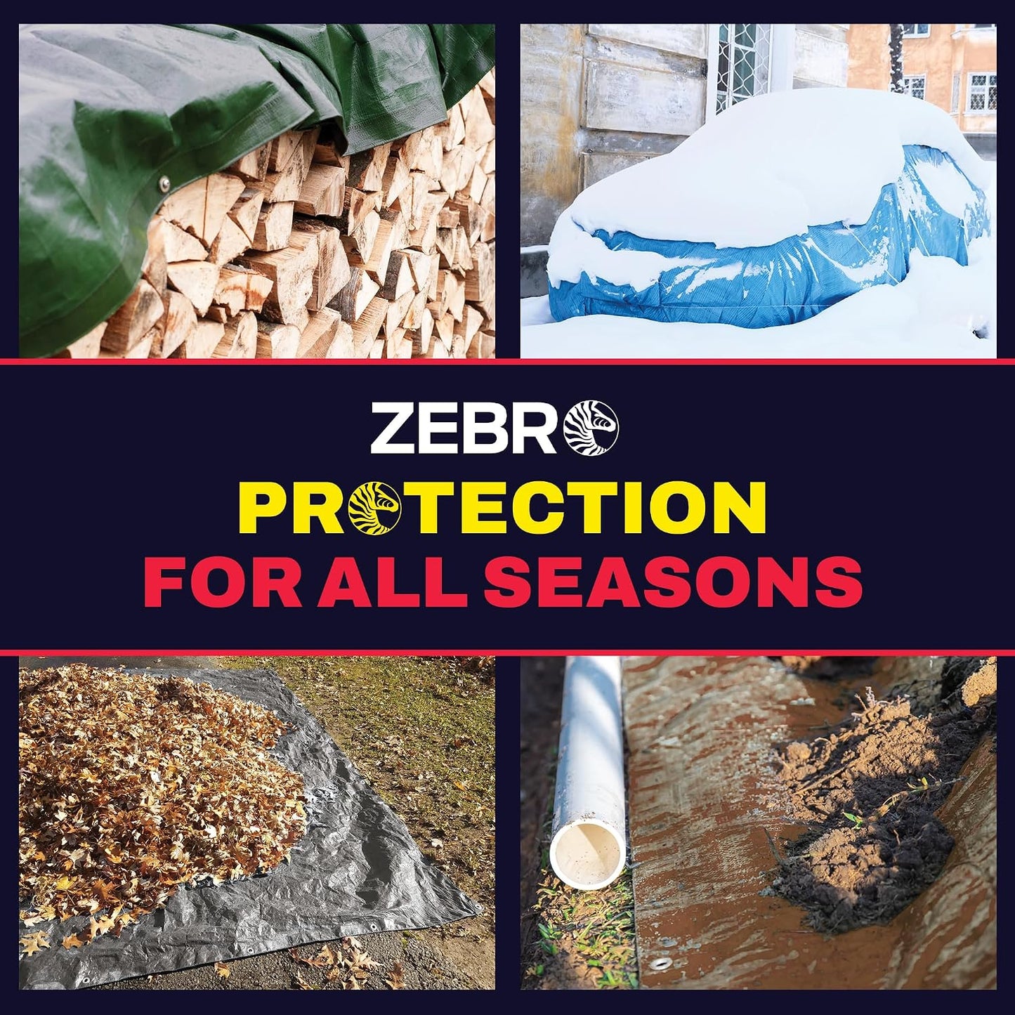 9' x 12' Brown Tarp with Grommets Reinforced - 5 Mil Thick - Durable UV Resistant Plastic Tarps Waterproof - Large Tarpaulin Cover for Outdoor Camping Over/Under Tent Tarp RV Roof Rain - Zebro