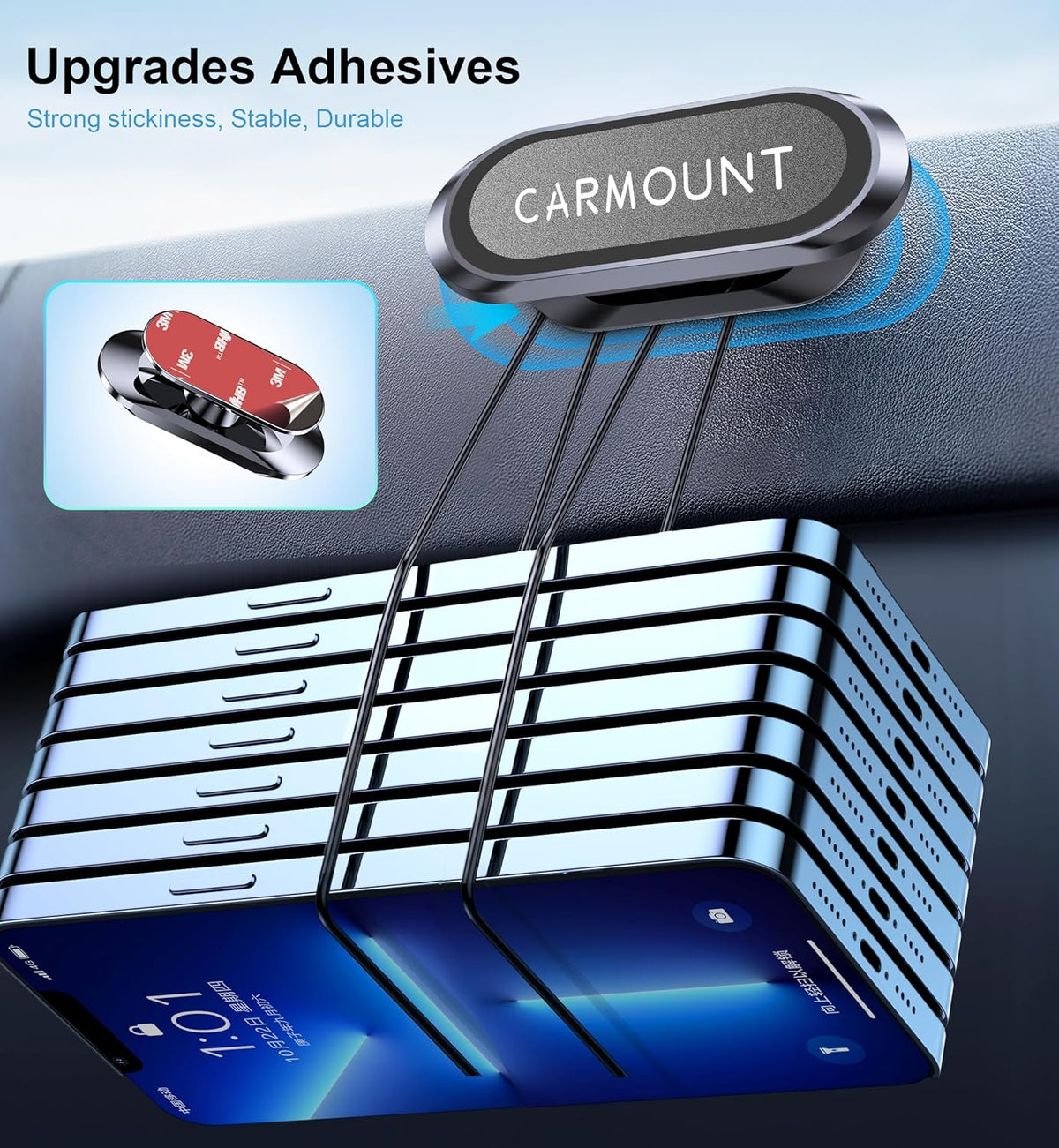 【2-Pack】 Magnetic Phone Holder for Car【Super Magnets】Carmount 2.0 Magnetic phone Mount【360°Rotation】Universal Dashboard Cell Phone Holders for Your Car Phone Mount for Car Mount for iPhone & All Car