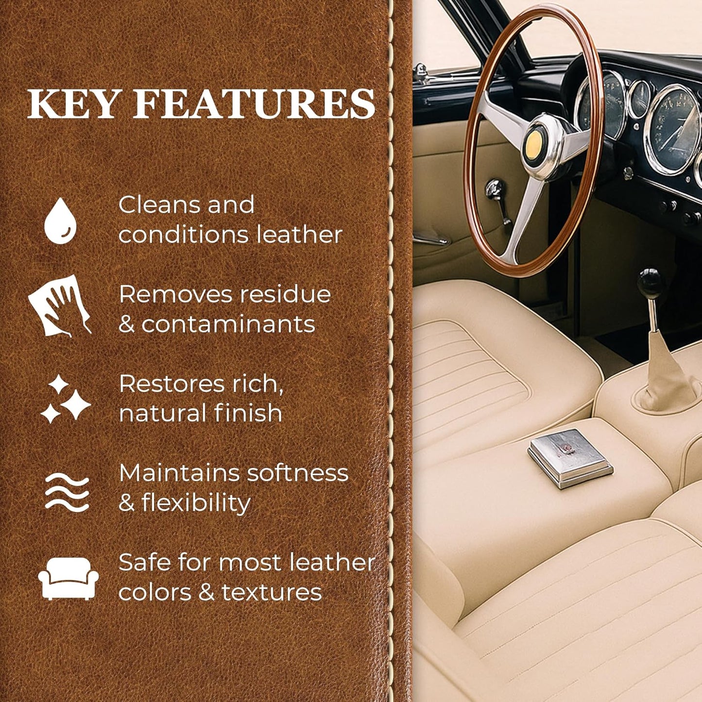 Leatherique Prestine Clean 16 oz | Leather Cleaner &amp; Conditioner for Cars, Furniture, Saddles &amp; More | Gently Removes Dirt, Oils &amp; Impurities | Works Alone or with Leatherique Rejuvenator Oil