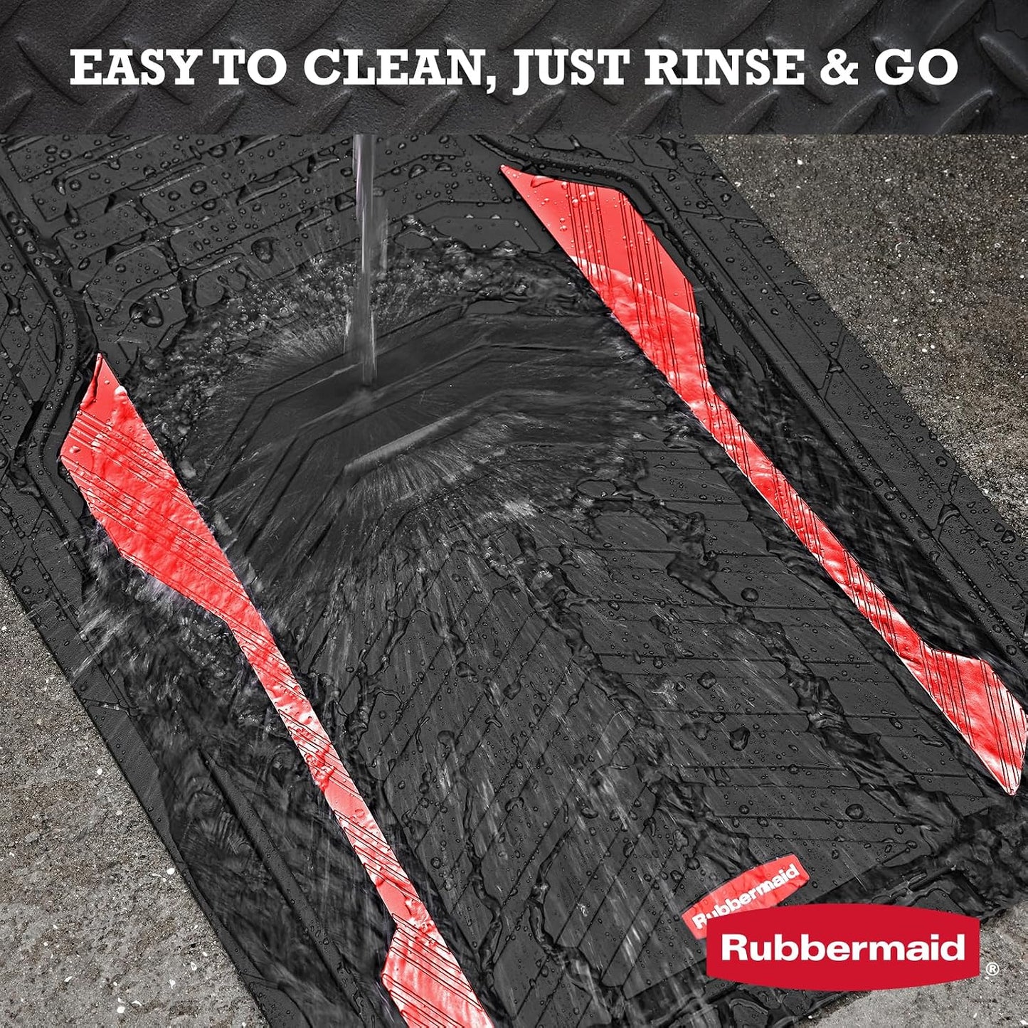 Rubbermaid Car Floor Mat, Heavy Duty All-Weather Car Mats Full Set with Dual-Tone Red Aluminum Inserts – Universal Fit, Anti-Slip Backing, Trim-to-Fit for Most SUV, Sedan, Van