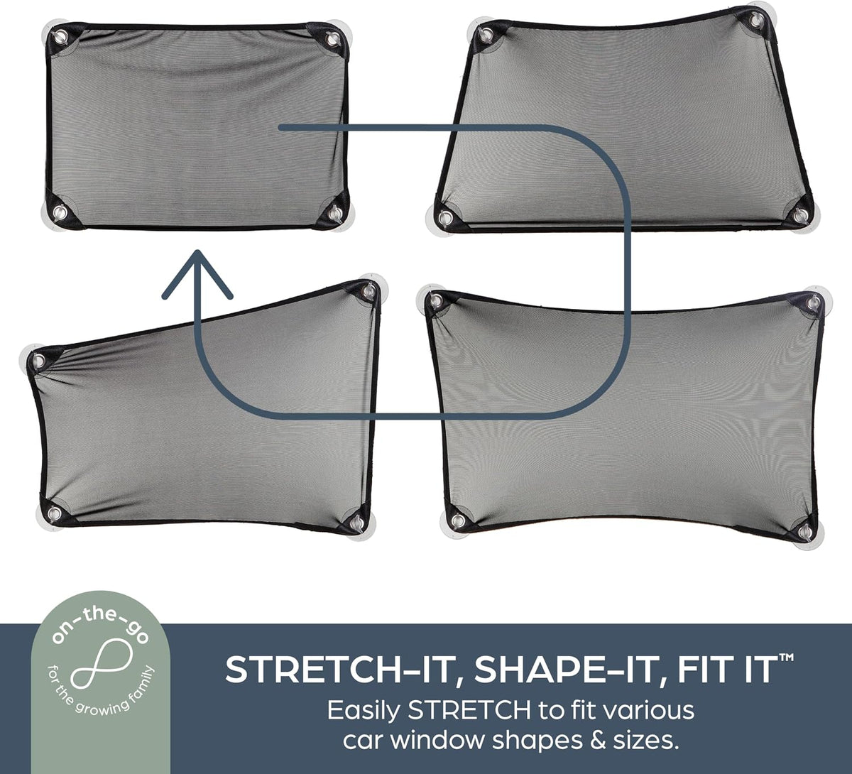 Dreambaby Adjusta-Car Stretch-It Shape-It Fit-It Door Window Sun Visor Cover Screen Shade Cling UV Ray Protection (2 Pack)