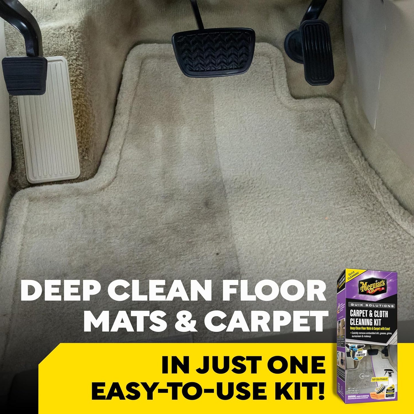 Meguiar's Carpet &amp; Cloth Kit,This Car Care Kit includes a Premium Fabric &amp; Carpet Cleaner and Accessories,A Plush Microfiber Towel and 4” Drill Brush Attachment to Thoroughly Clean Interiors, Kit