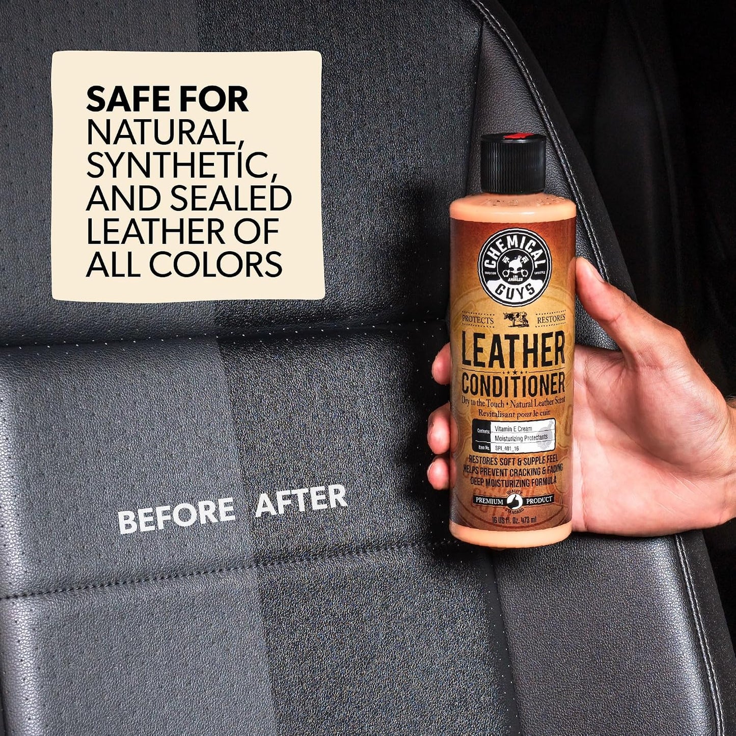 Chemical Guys, 9-Piece Leather Cleaner &amp; Conditioner Kit for Car Interiors | Cleans then conditions seats, furniture, jackets and boots, brushes and towels included for many leather types
