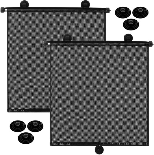 Blosssound 2 Pack Car Side Window Sun Shades Extra Wide Retractable Window Shades for Car Blocks Heat Roller Sunshade Visor for UV Rays Glare Protection Accessories(Black,22 × 24 Inch)