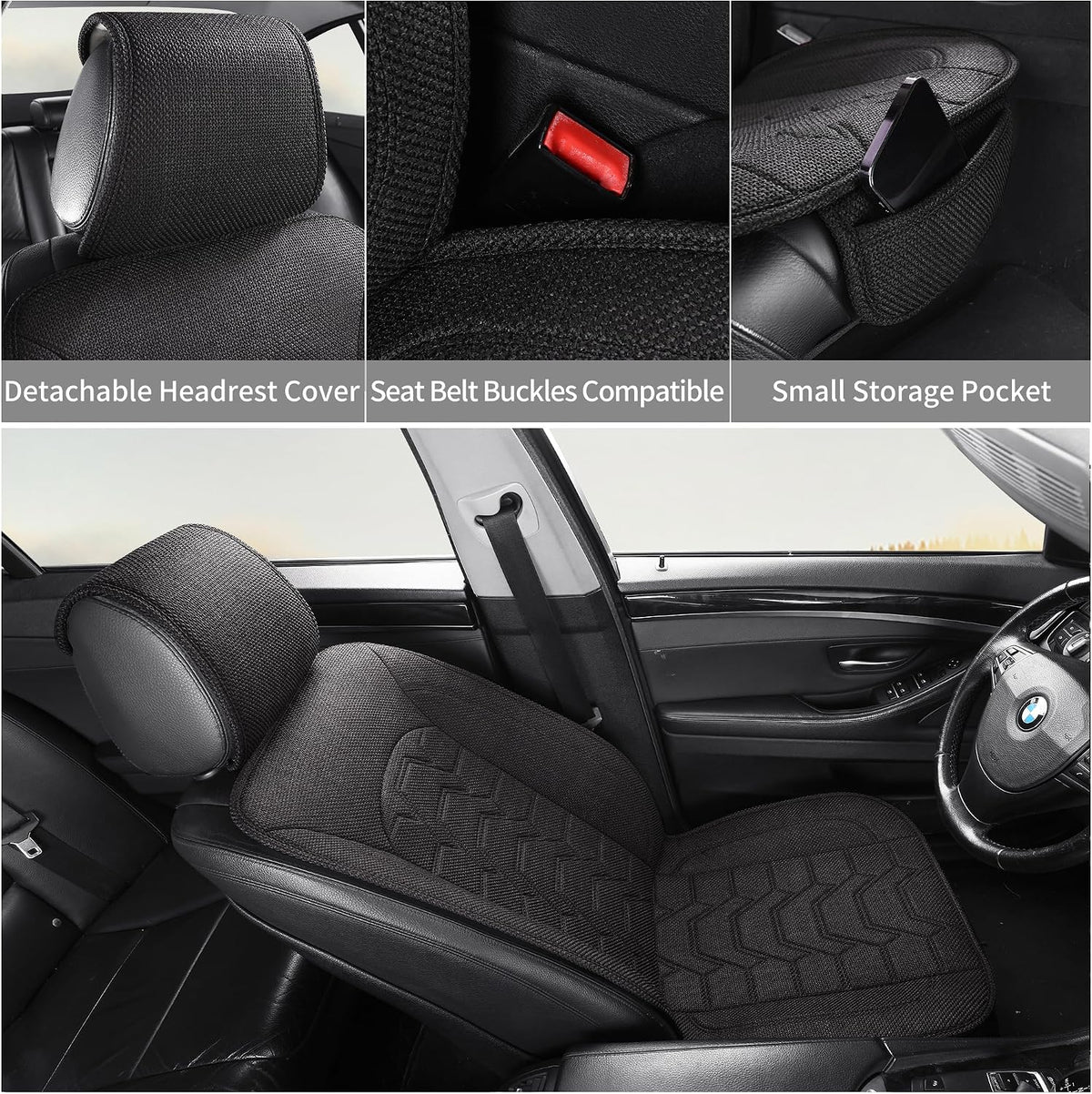 Linen Front Car Seat Covers Cloth Fabric Seat Protectors