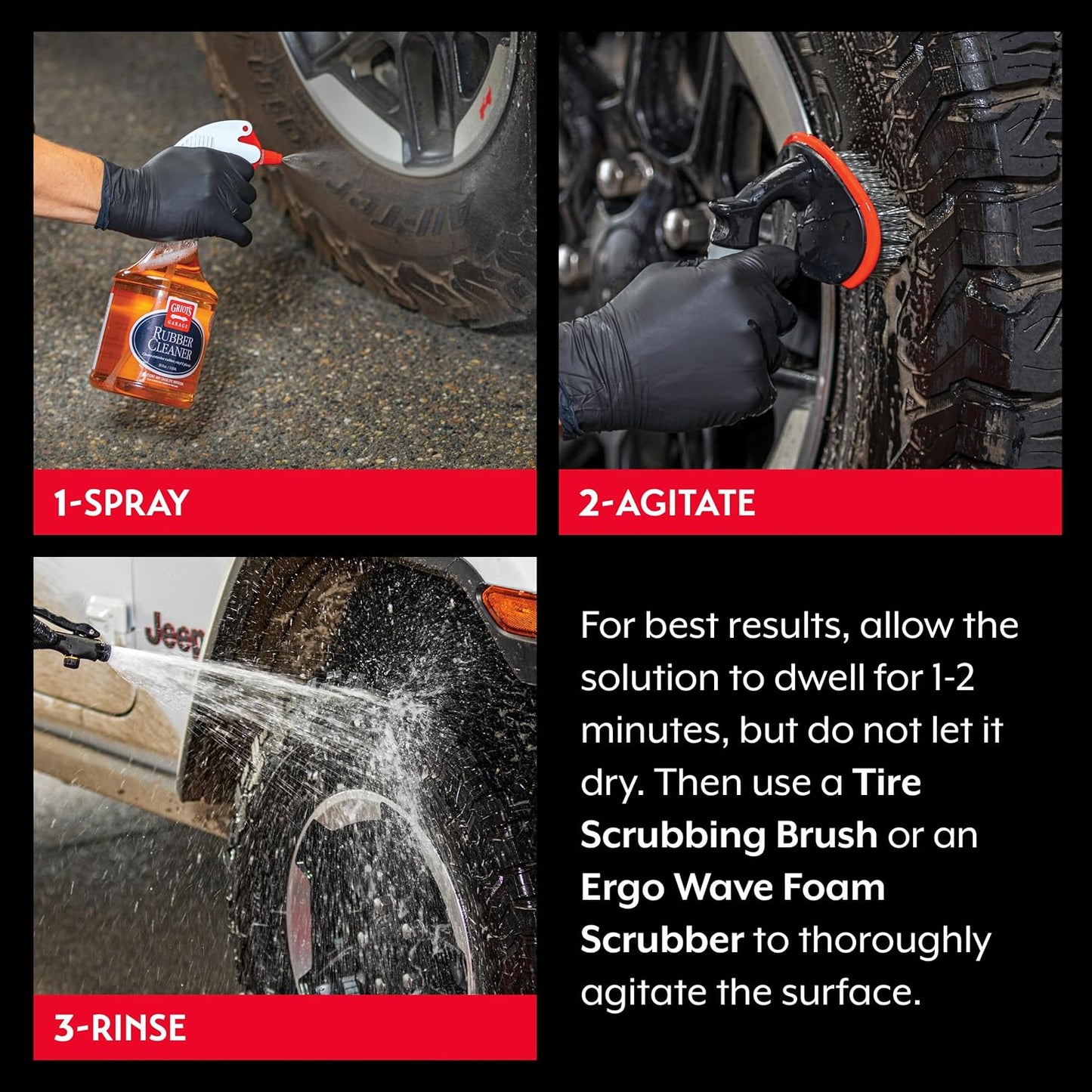 Griot's Garage Rubber Cleaner for Car Cleaning and Detailing, Works on Tires, Trims, and Moldings 11136, 35oz