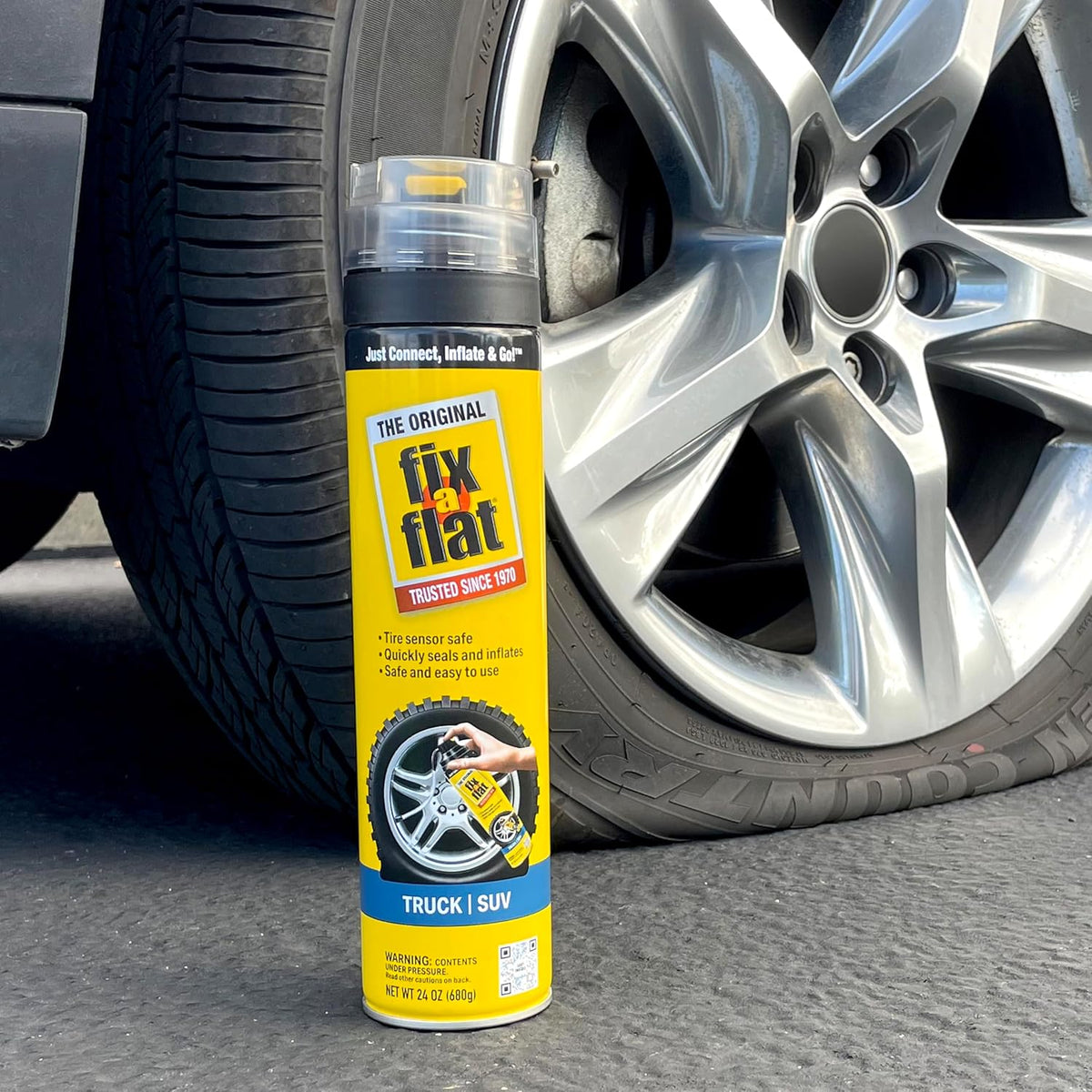 Fix-A-Flat S60369 Aerosol Emergency Flat Tire Repair and Inflator, for X-Large Tires, Eco-Friendly Formula, Universal Fit for All Cars, Trucks and SUVs, 24 oz. (Pack of 1)