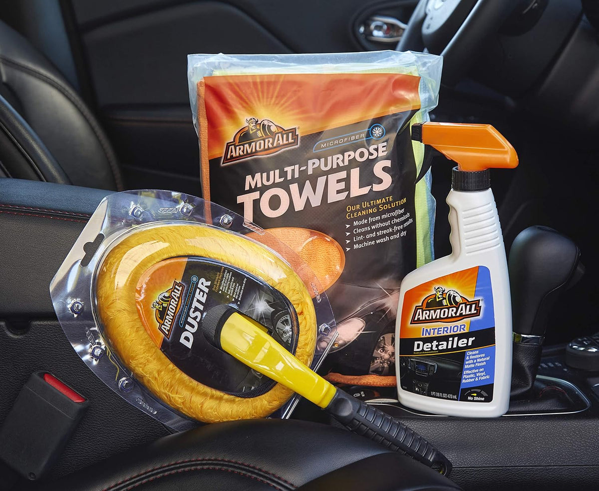 Armor All Interior Car Cleaning Kit, Interior Detailer Spray with Microfiber Towels and Microfiber Duster, 16 Fl Oz (3 Piece Kit)