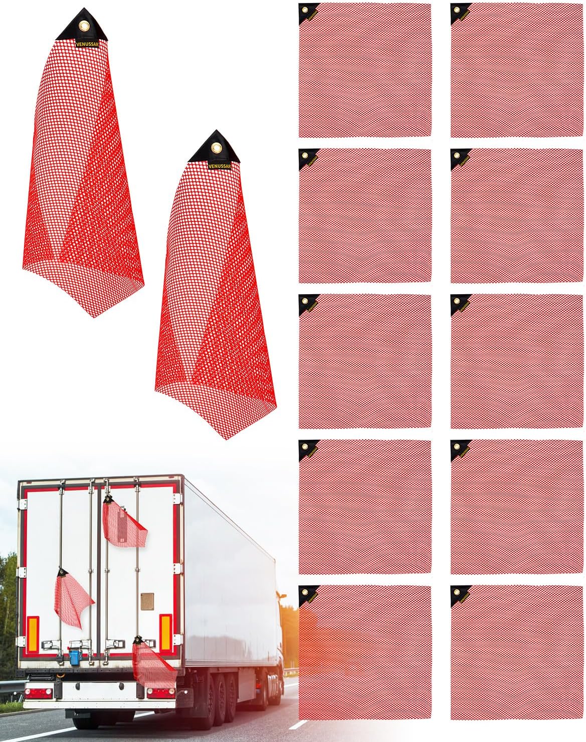 Safety Flags 18 x 18 Inch, 12 Pack Red Single Corner Grommet Warning Flag