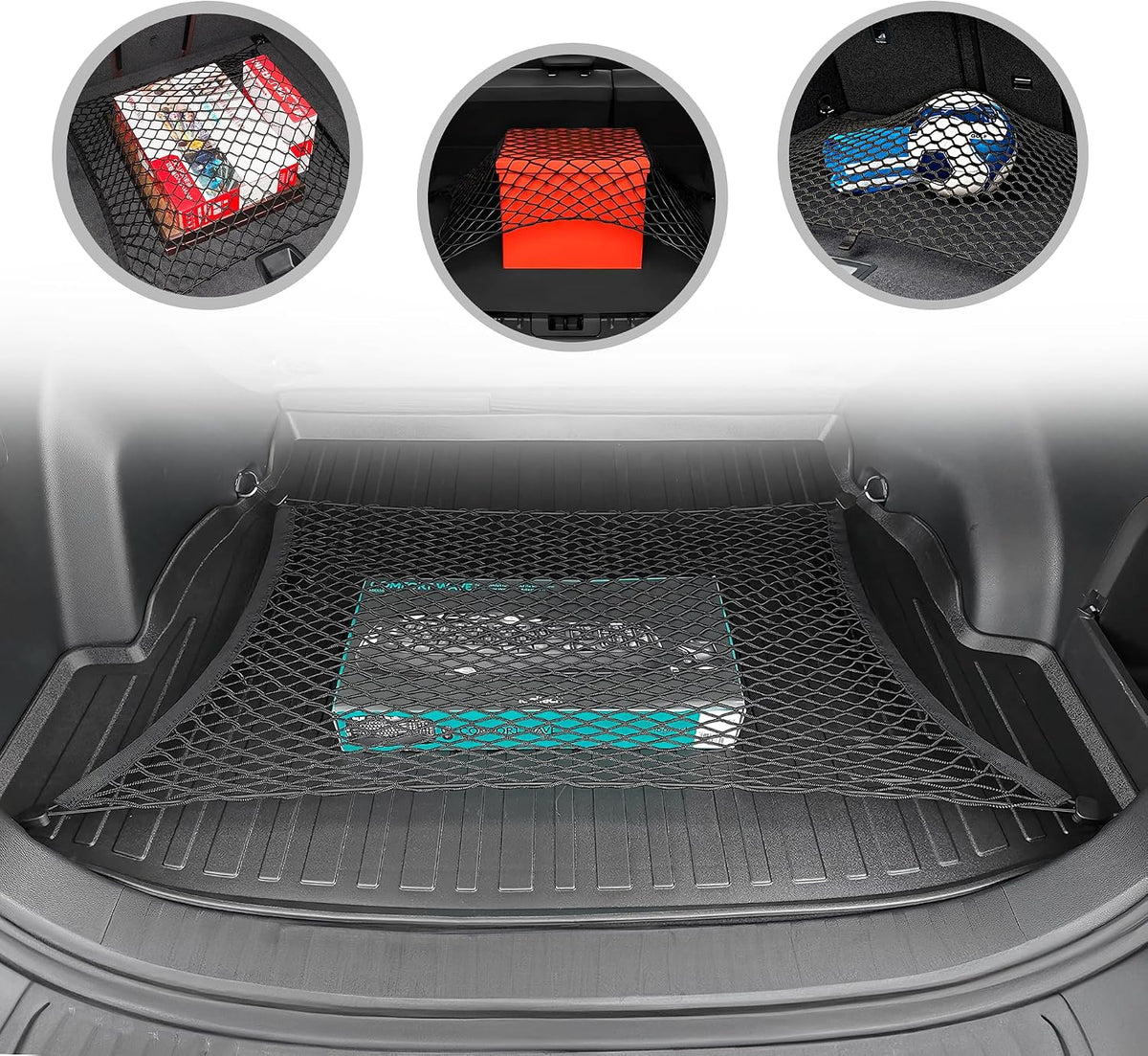 Rear Trunk Floor Style Mesh Cargo Net for Toyota RAV4 LE XLE 2019-2025 - Car Accessories - Premium Trunk Organizer and Storage - Cargo Net for SUV - Vehicle Carrier Organizer for Toyota RAV4