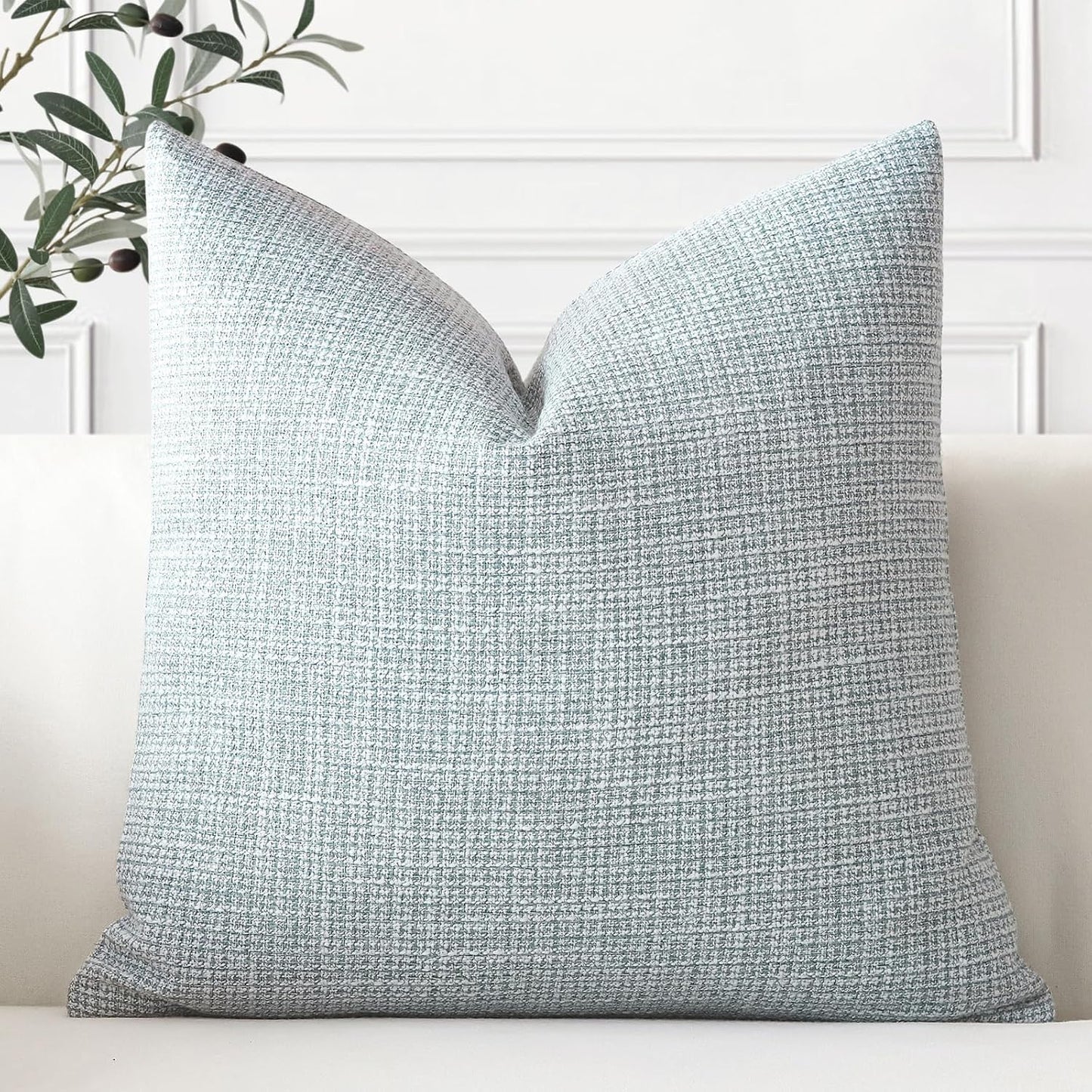 OTOSTAR Linen Throw Pillow Cover Set of 1 Decorative Square Pillowcases Cushion Covers 24x24 Inch for Home Decor Sofa Bedroom Car 60 x 60CM Blue Grey