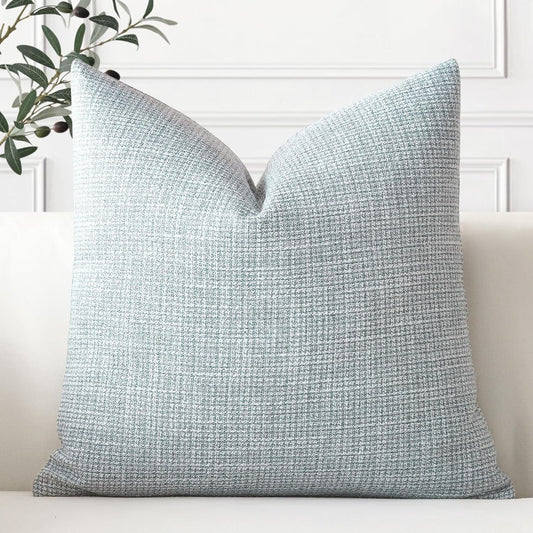 OTOSTAR Linen Throw Pillow Cover Set of 1 Decorative Square Pillowcases Cushion Covers 24x24 Inch for Home Decor Sofa Bedroom Car 60 x 60CM Blue Grey
