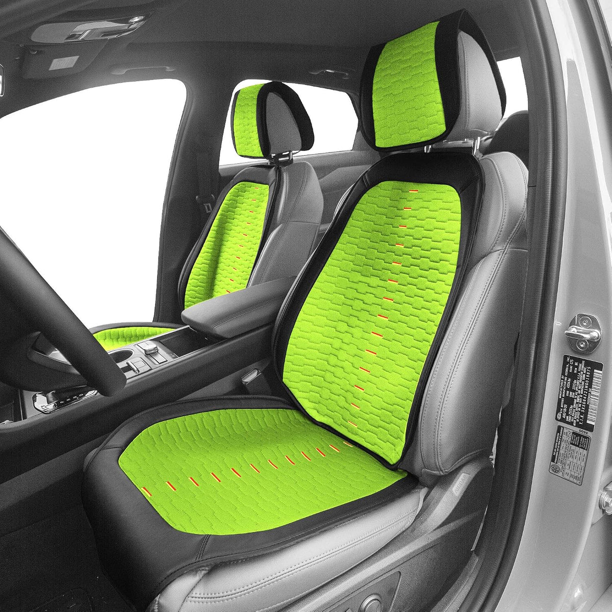 FH Group Front Set Car Seat Cushions for Low Back Car Seats, Universal Fit, Airbag Compatible Car Seat Cover for SUV, Sedan, Van, Green