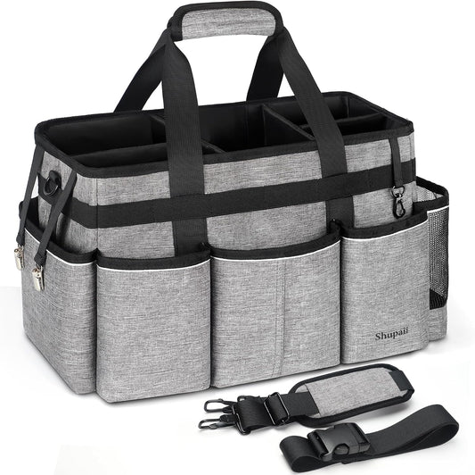 Wearable Cleaning Caddy Bag, Cleaning Caddy Supplies Organizer with Handles for Cleaners & Housekeeper, Under Sink & Car Cleaning Tool Organizers Bag with Adjustable Shoulder Strap&Waist Belt