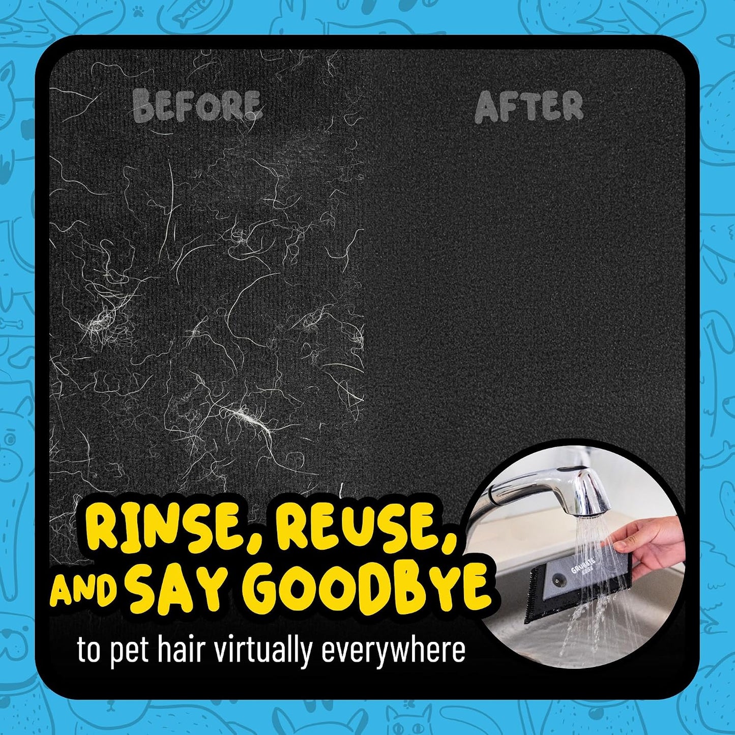 Chemical Guys Grubbie Edge Pet Hair Removal Tool – Reusable Pet Hair & Lint Remover for Car Interiors, Upholstery, Carpets, Seats, and Home Furniture – Removes Embedded Hair & Fur Fast