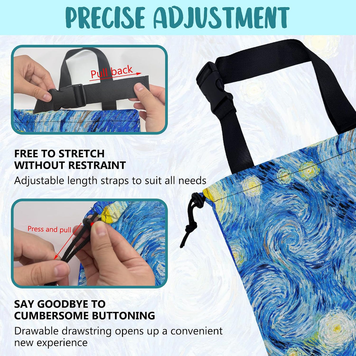 Car Garbage Bag Starry Night Hanging Canvas Car Trash Bag Waterproof Drawstring Car Back Seat Organizer for Car Back Front Seat Console with Adjustable Buckle