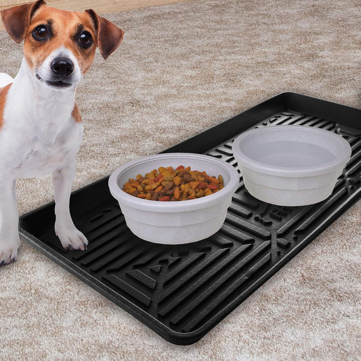 FH Group Climaproof for All Weather Protection Black Multi-Purpose Pet Feeding Bowl Tray, Dog Bowl Tray, Boot Tray, Shoe Tray, Great for Entryway or Garage 30