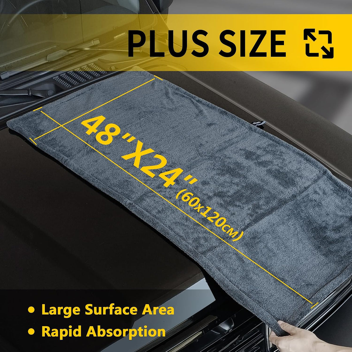2 Pack Car Drying Towels (48”x24”),Extra Large Double-Twist Pile Drying Towels Car Detailing for Car Care Wash,Car Super Cleaning Supplies Accessories kit,Ultra Absorbency