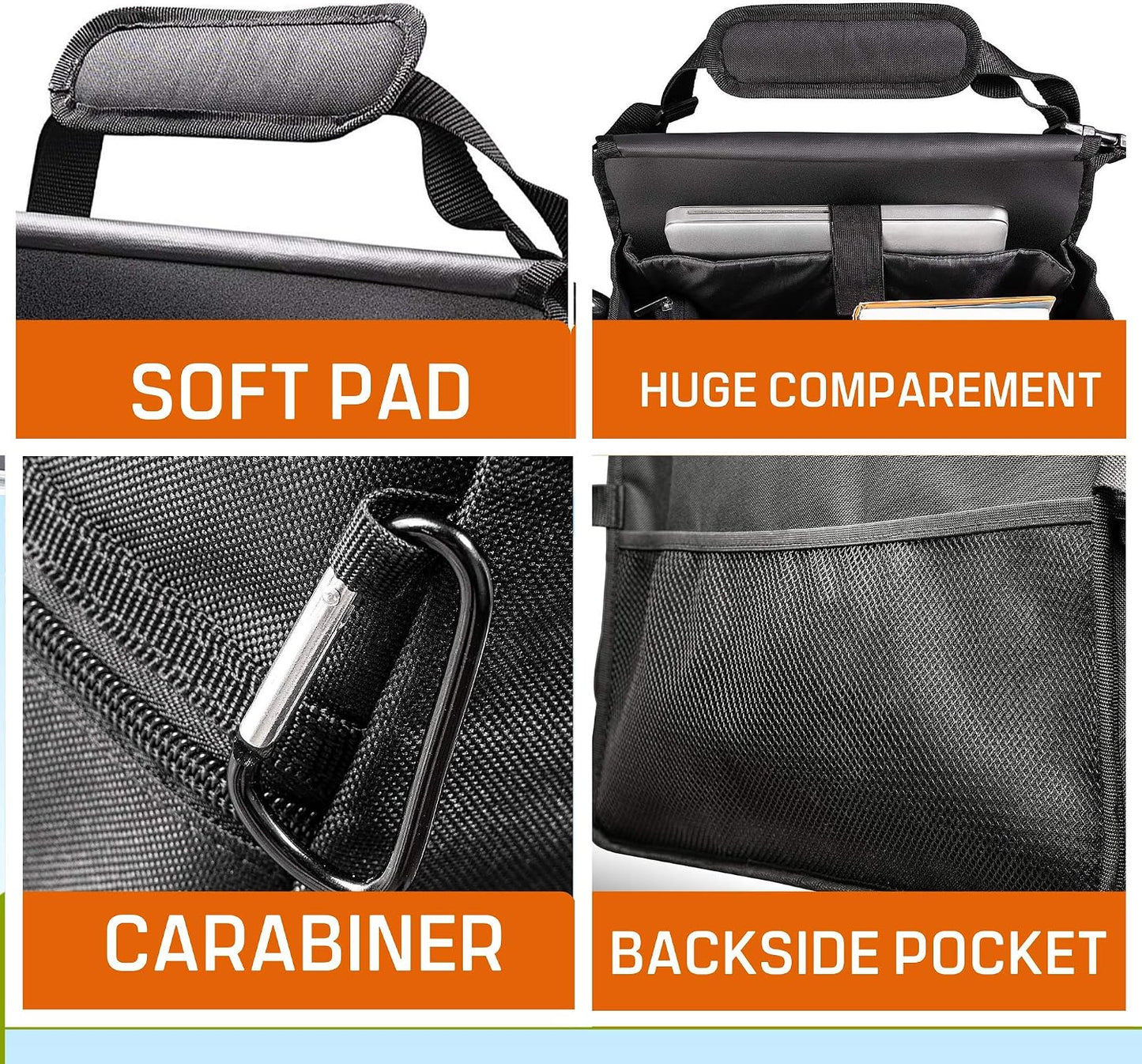 Front Seat Car Organizer with Cover and Laptop Storage - Back Seat or Passenger Car Organization with Adjustable Straps - Universal for Police, Driver, Office, Travel, Truck, Ideal for Law Enforcement