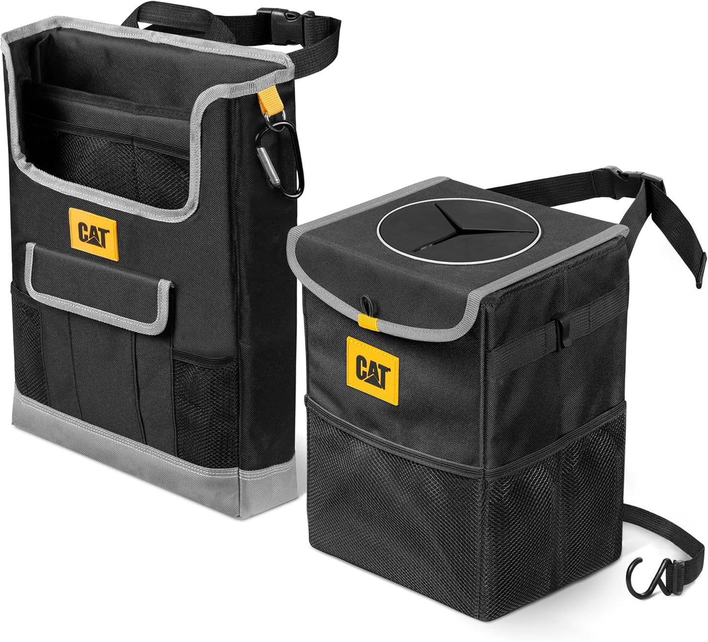 CAT® Car Seat Organizer & Trash Can Cooler Bundle – Portable Seat Caddy with Adjustable Straps + 2.4 Gallon Leak-Proof Hanging Trash Bin with Waterproof Liner, Car Accessories for Cars Trucks SUVs