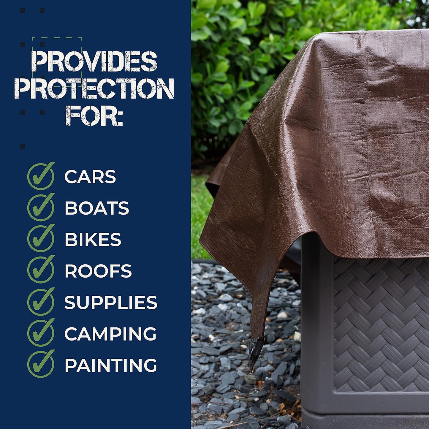 GREEN LIFESTYLE Heavy Duty Tarp Waterproof - Tent Cover, Covers Cars, Boats, Roofs, Supplies & Equipment for Outdoor Projects (12x20)