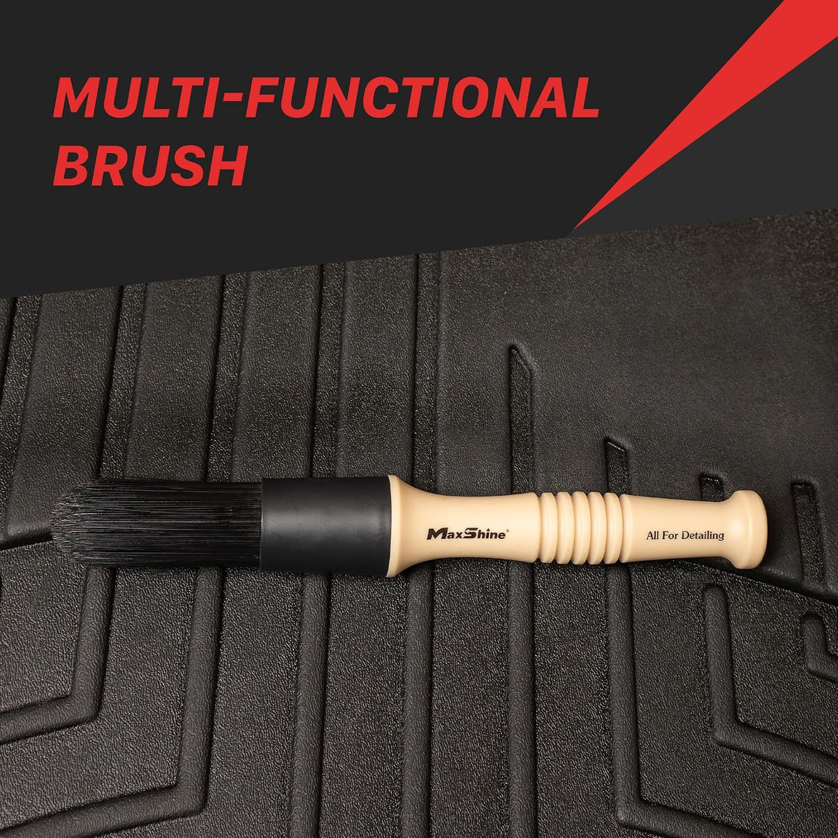 Maxshine Professional Exterior Detailing Brush | Heavy-Duty Stiff Bristle Brush for Wheels, Rims & Tires | Large Off-White Durable Car Detailing Tool for Exterior Cleaning & Auto Care