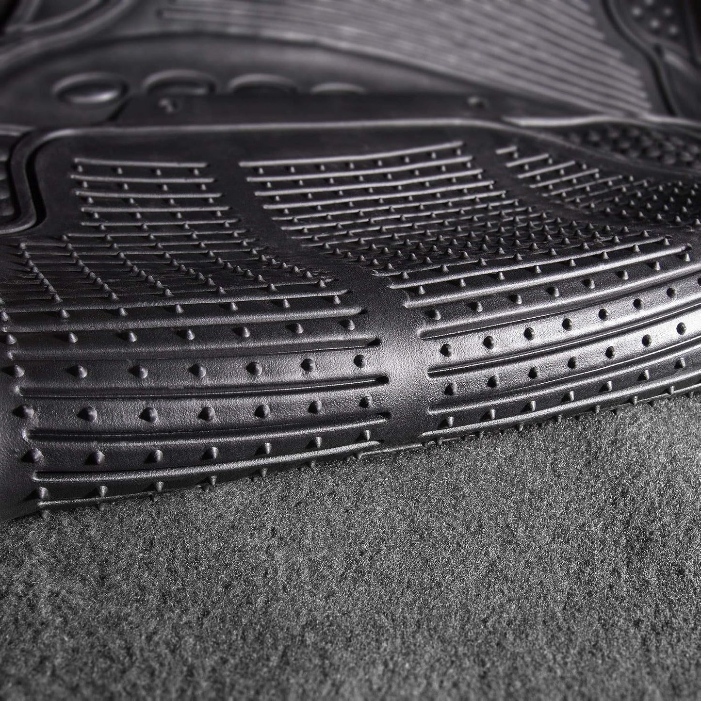 FH Group Automotive Floor Mats Climaproof for All Weather Protection Universal Fit Trimmable Heavy Duty fits Most Cars, SUVs, and Trucks, 2pc Front Set Solid Black