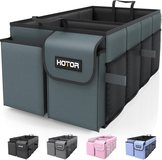 HOTOR Trunk Organizer for Car - Car Organizer, Foldable Trunk organizer for SUVs & Sedans, Sturdy Organization for Car Accessories, Tools, Sundries, Deep Teal, 2 Compartments, 21.3"×12.6"×10.6"