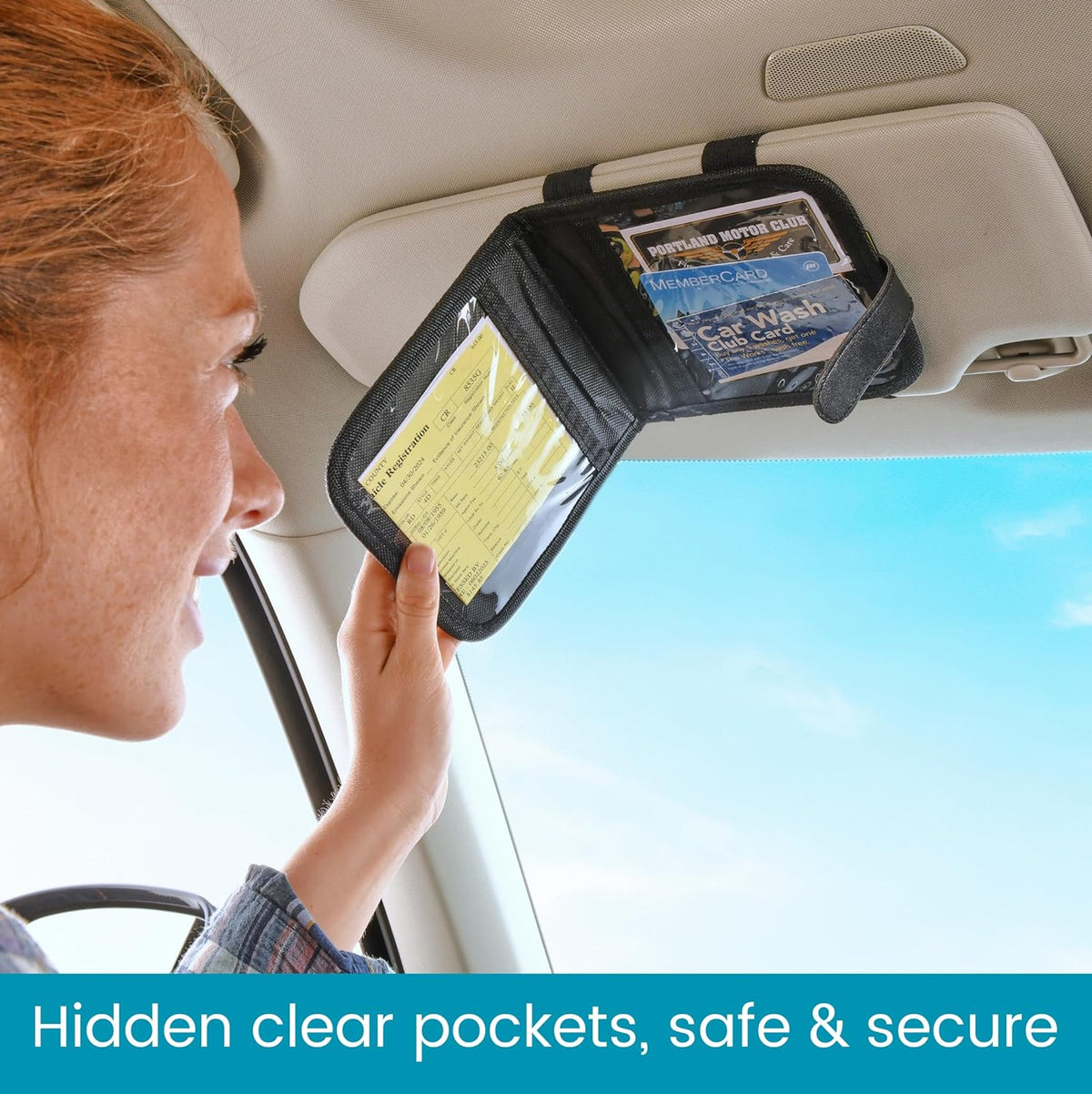 Sun Visor Registration and Insurance Card Holder and Car Document Holder