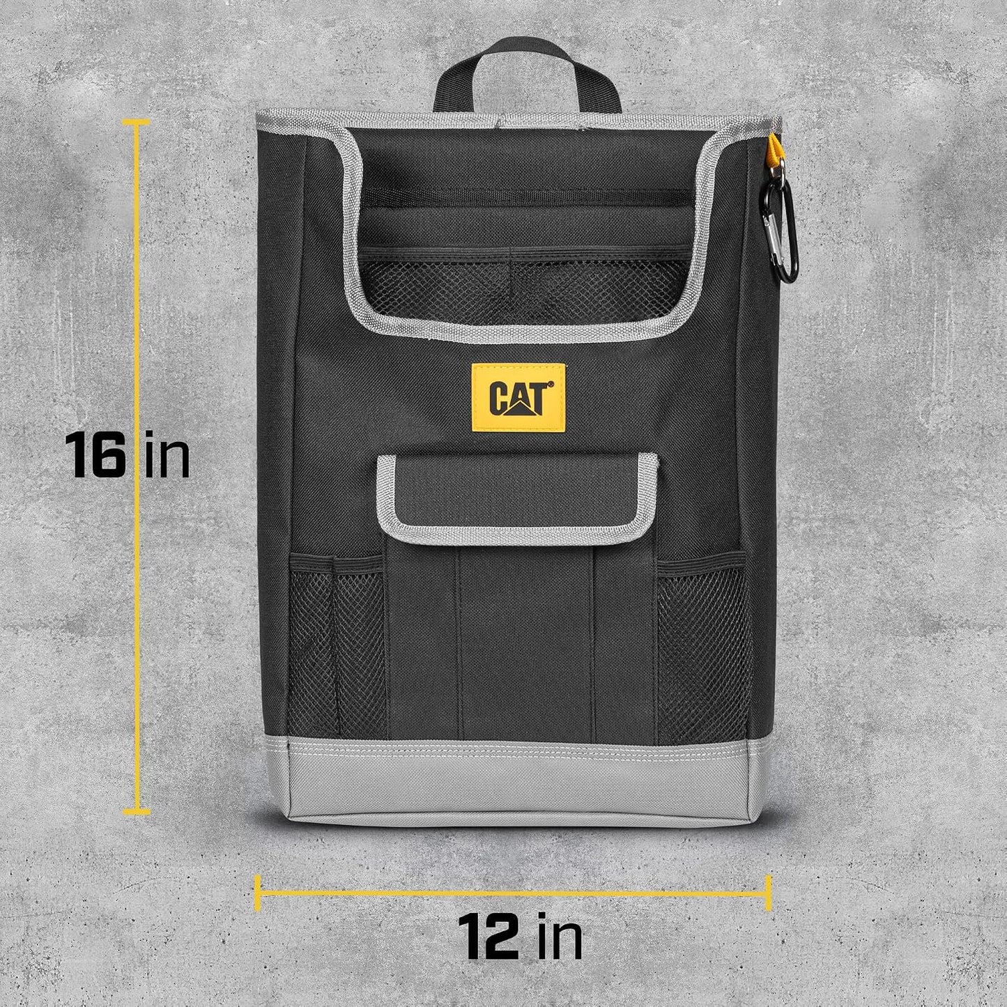 CAT® Car Front Seat Organizer Storage - Automotive Adjustable Straps Durable Multipurpose Work Truck Organizer for Front or Backseat for All Autos - Extra Storage for Tools and More - Black