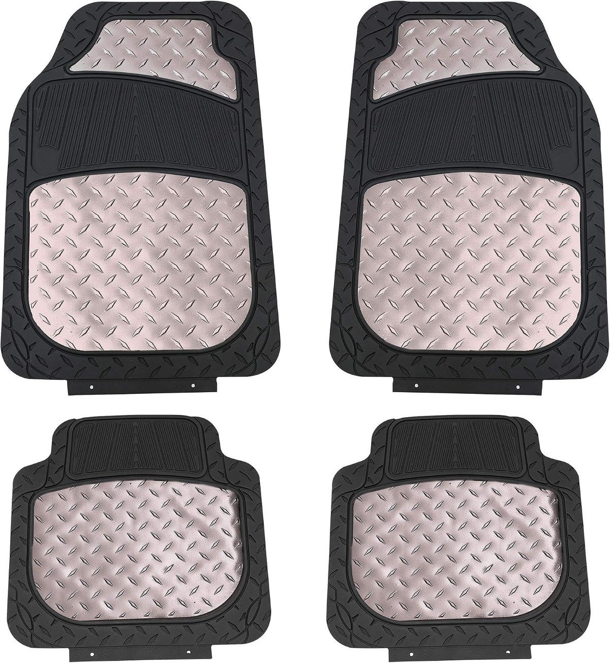 FH Group Automotive Floor Mats - Heavy-Duty Metallic Rubber Floor Mats for Cars, Universal Fit Full Set, Climaproof Floor Mats, Trimmable Floor Mats for Most Sedan, SUV, Truck Floor Mats Gray