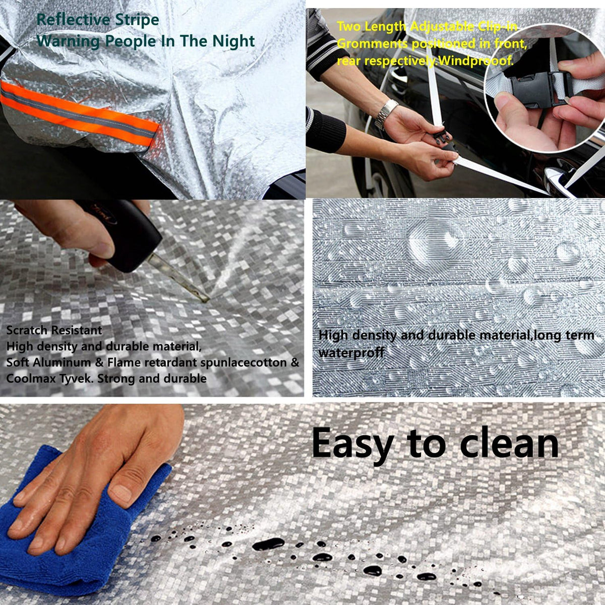 Half Car Cover, Waterproof Windshield Protector, Sedan 185-205 in (Sedan 3XL)