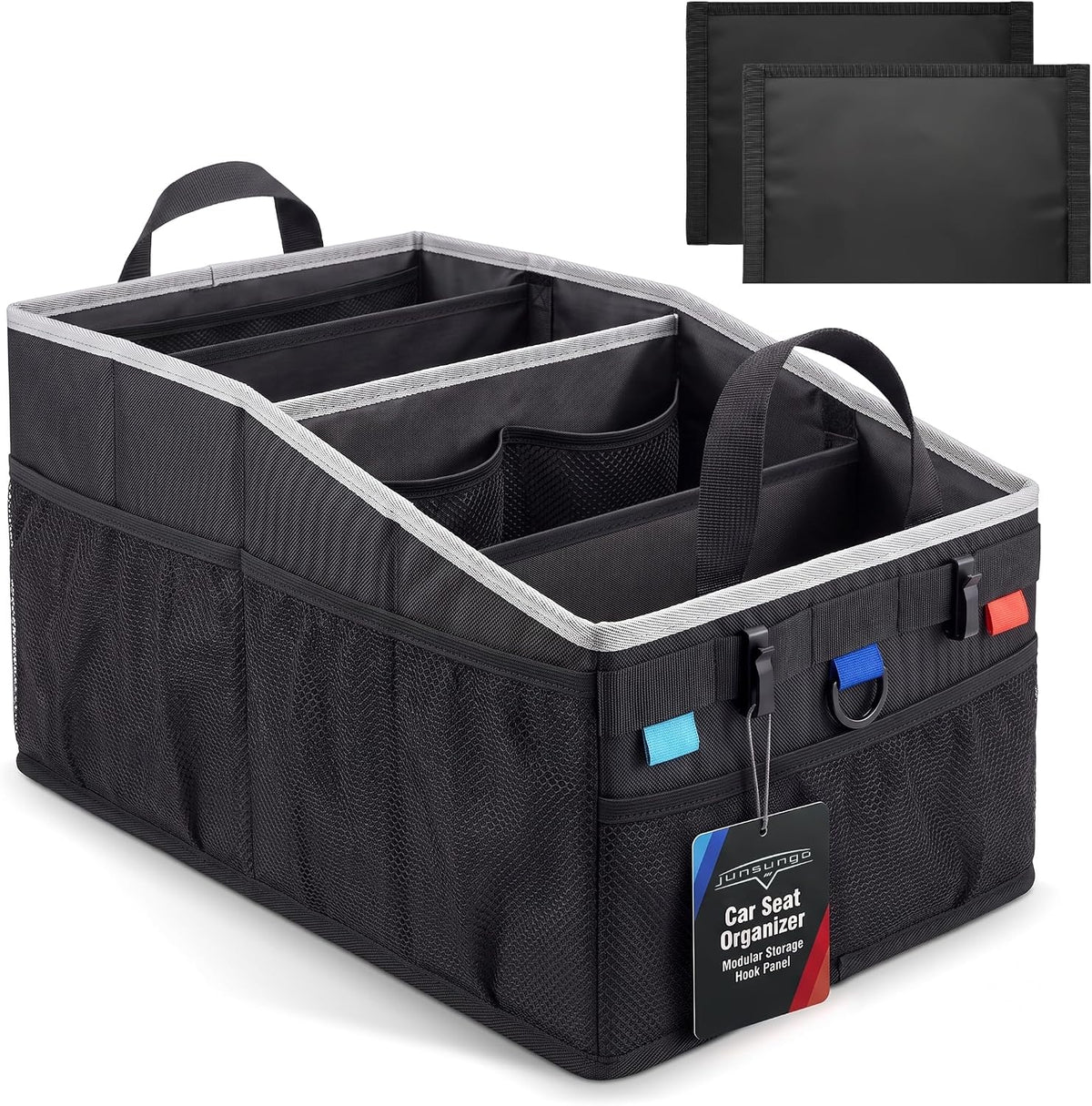 Car Seat Organizer Front/Back with Tactical Hooks & Cup Holders
