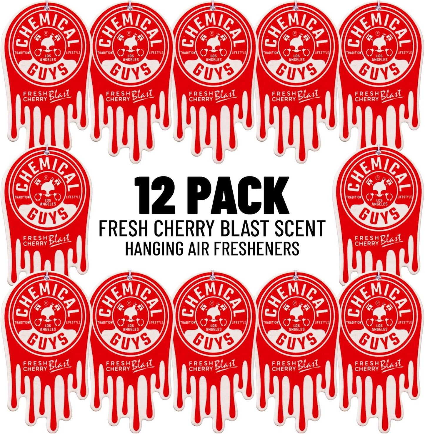 Chemical Guys Car Fresheners, Hanging Air Fresheners - New Car Scent for Cars, Trucks, SUVs, RVs, Home, Office, Work, Dorm Room, & More - 12 Pack