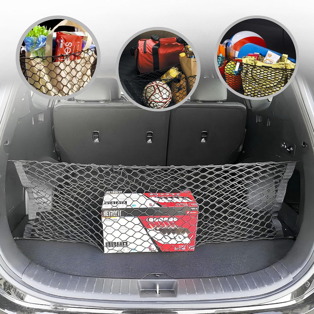 Envelope Style Trunk Mesh Cargo Net for Hyundai Santa FE SE SEL 2021-2026 - Car Accessories - Premium Trunk Organizers and Storage - Cargo Net for SUV - Vehicle Carrier Organizer for Hyundai Santa Fe