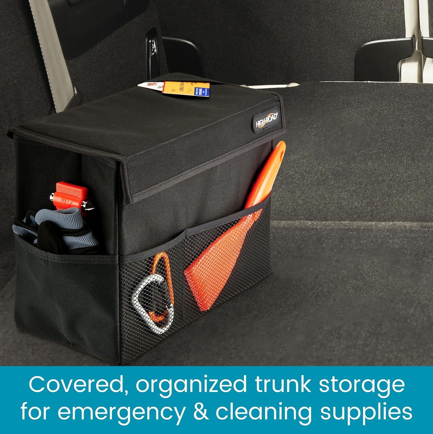 High Road Carganizer Car Storage Bin with Lid - Multipurpose Storage Box for Car for the Back Seat, Front Seat or Trunk - Univeral Car Organizer Fits All Vehicles